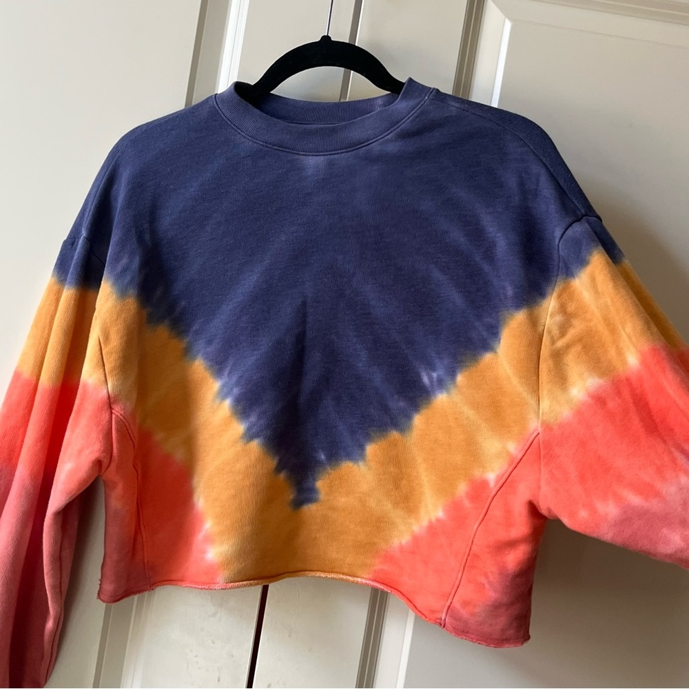 PINK VS crop top sweatshirt crewneck colorful tie dye look long sleeve size xs
